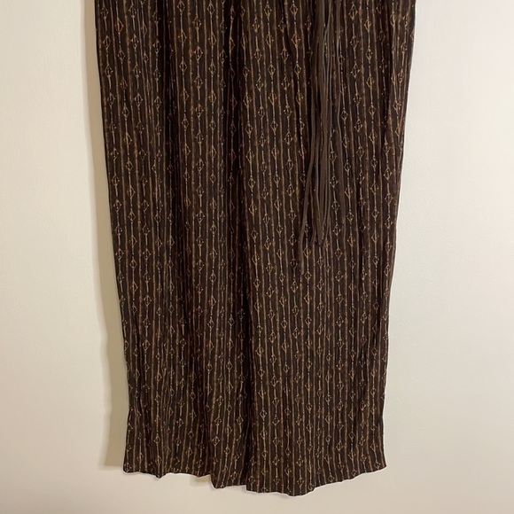 NEW Norton McNaughton Straight Leg Pants Brown Medium Tan Fringe Belt Tan Tribal - Picture 3 of 12